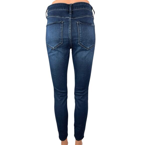 Abercrombie & Fitch Blue Skinny Mid Rise Dark Wash Stretch Ankle Denim Jeans 30 - Picture 3 of 5